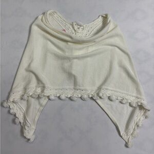 Lilly Pulitzer Cream Shimmer Knit Tassel Poncho Shawl One Size Boho